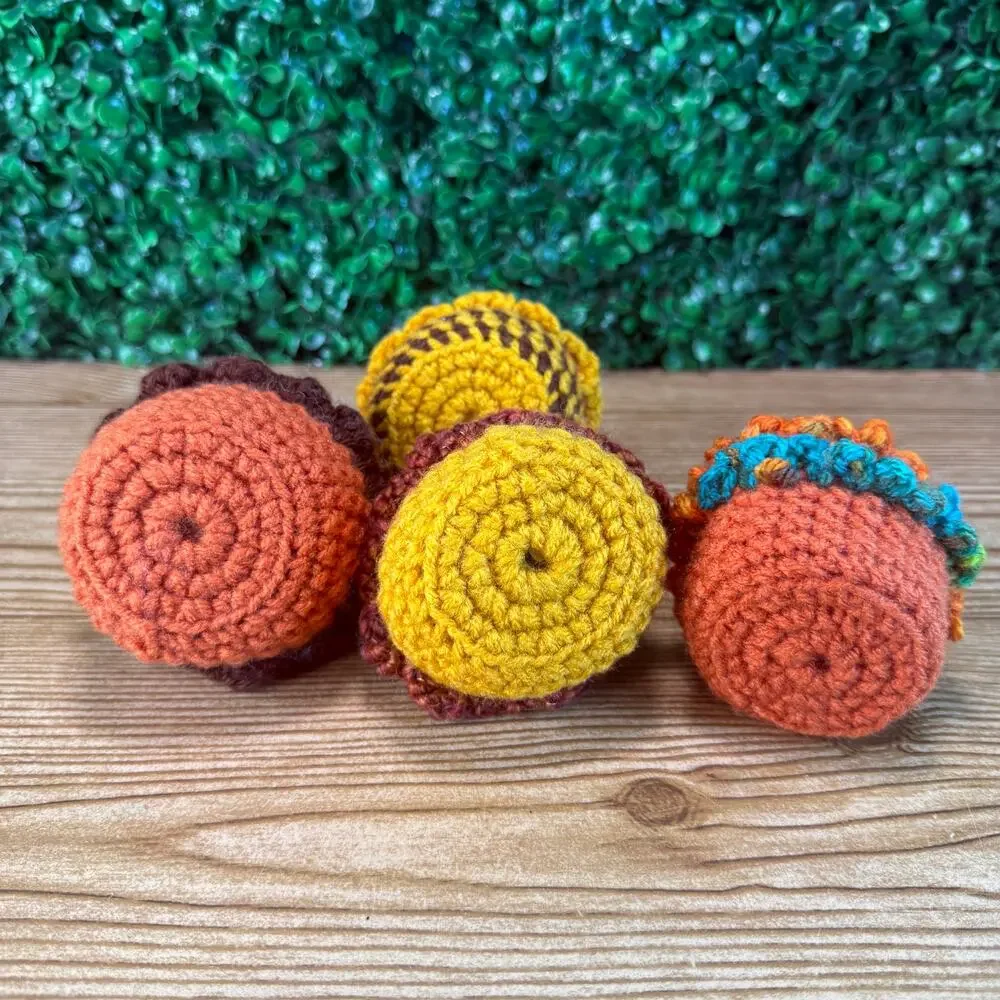 Bundle of 4 Handmade Crochet Fall Cupcake Holiday Decor Gift